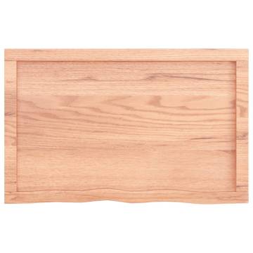 Light Brown Bathroom Countertop | Solid Oak Wood | 80x50 cm