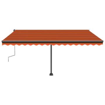 Manual Retractable Awning with LED - 400x300 cm, Orange & Brown