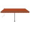 Manual Retractable Awning with LED - 400x300 cm, Orange & Brown