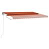 Manual Retractable Awning with LED - 400x300 cm, Orange & Brown