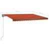 Manual Retractable Awning with LED - 400x300 cm, Orange & Brown