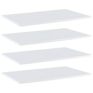 High Gloss White Bookshelf Boards - 4 pcs | Hipomarket