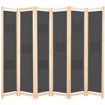 Stylish 6-Panel Room Divider Grey | Hipomarket UK