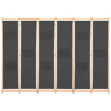 Stylish 6-Panel Room Divider Grey | Hipomarket UK