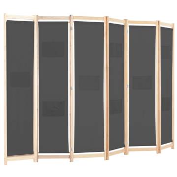 Stylish 6-Panel Room Divider Grey | Hipomarket UK