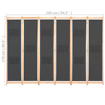 Stylish 6-Panel Room Divider Grey | Hipomarket UK