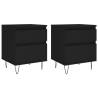 Bedside Cabinets 2 pcs Black - Stylish Engineered Wood Design