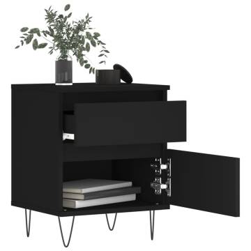 Bedside Cabinets 2 pcs Black - Stylish Engineered Wood Design