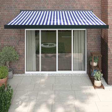 Retractable Awning Blue & White 3x2.5m | Durable & Stylish