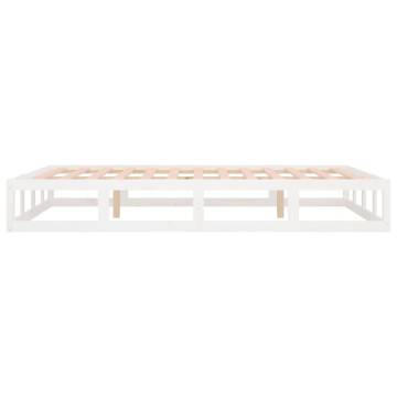 White Small Double Bed Frame 120x190 cm - Solid Wood