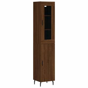 Stylish Highboard in Brown Oak - Engineered Wood Storage Solution