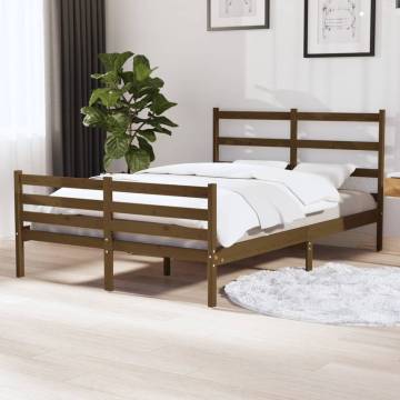 Honey Brown Solid Wood Pine Bed Frame - 120x190 cm Small Double