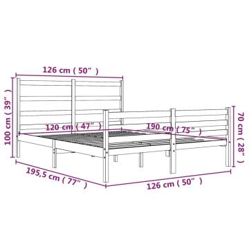 Honey Brown Solid Wood Pine Bed Frame - 120x190 cm Small Double