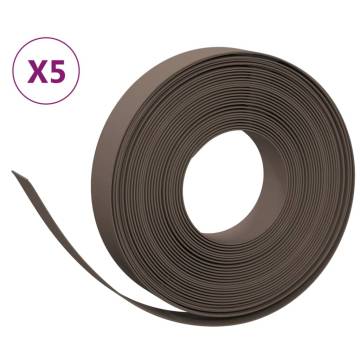 Brown Garden Edgings (5 pcs) - Durable & Flexible 10m x 10cm