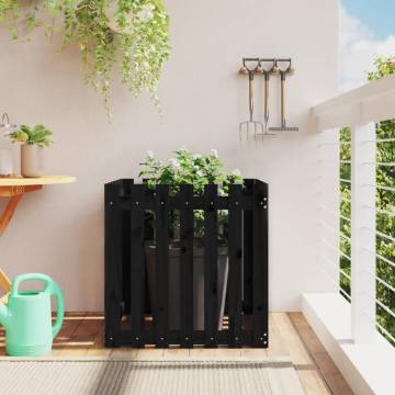 Stylish Black Garden Planter with Fence Design - 70x70x70 cm