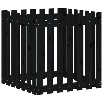 Stylish Black Garden Planter with Fence Design - 70x70x70 cm