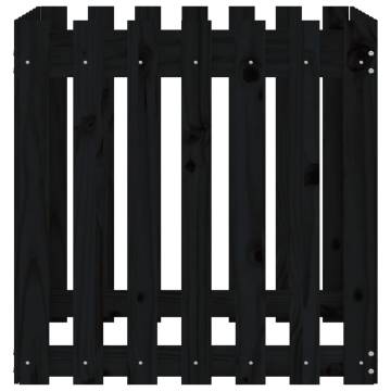 Stylish Black Garden Planter with Fence Design - 70x70x70 cm