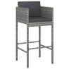 Bar Stools with Cushions 2 pcs Grey Poly Rattan | HipoMarket