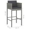 Bar Stools with Cushions 2 pcs Grey Poly Rattan | HipoMarket