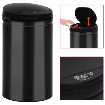 Automatic Sensor Dustbin 40L - Durable Carbon Steel Black