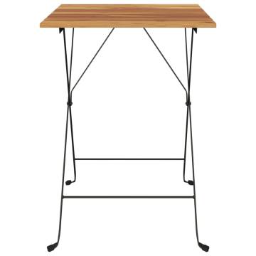 Folding Bistro Table 55x54 cm | Solid Wood Teak & Steel