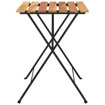 Folding Bistro Table 55x54 cm | Solid Wood Teak & Steel