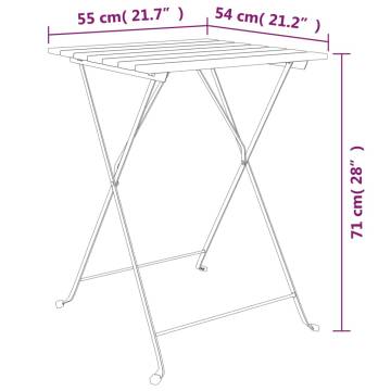 Folding Bistro Table 55x54 cm | Solid Wood Teak & Steel