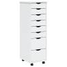 MOSS White Solid Wood Rolling Cabinet with Drawers - Hipomarket