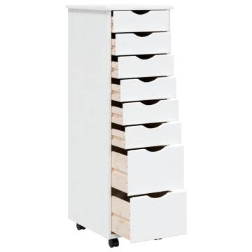 MOSS White Solid Wood Rolling Cabinet with Drawers - Hipomarket