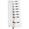 MOSS White Solid Wood Rolling Cabinet with Drawers - Hipomarket