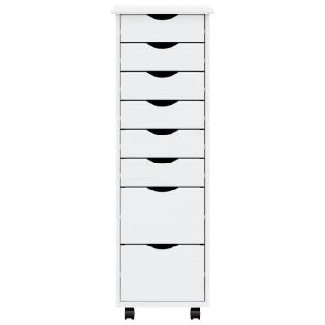 MOSS White Solid Wood Rolling Cabinet with Drawers - Hipomarket