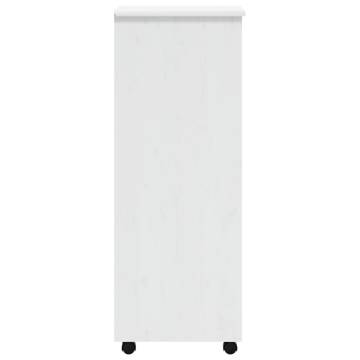 MOSS White Solid Wood Rolling Cabinet with Drawers - Hipomarket