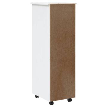 MOSS White Solid Wood Rolling Cabinet with Drawers - Hipomarket