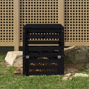 Composter Black - Solid Pine Wood, 63.5x63.5x77.5 cm