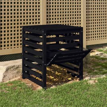 Composter Black - Solid Pine Wood, 63.5x63.5x77.5 cm