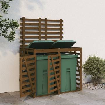 Double Wheelie Bin Storage - Honey Brown Solid Pine Wood