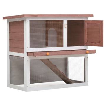 Outdoor Rabbit Hutch - Cozy & Safe Brown Wood Enclosure