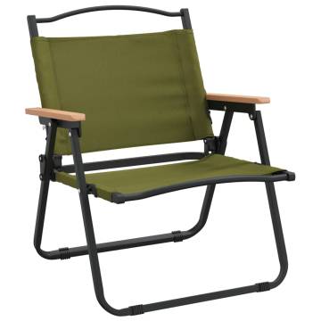 Camping Chairs 2 pcs Green - Lightweight & Durable Oxford Fabric