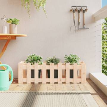 Garden Raised Bed with Fence Design - Solid Wood Pine | HipoMarket