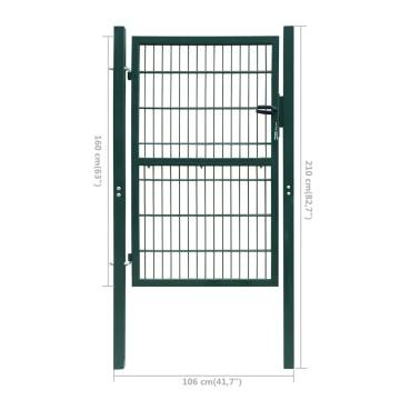 2D Fence Gate (Single) Green 106 x 210 cm - Hipomarket