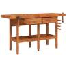 Sturdy Acacia Wood Workbench with Drawers & Vices - 162x62 cm