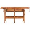 Sturdy Acacia Wood Workbench with Drawers & Vices - 162x62 cm