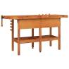Sturdy Acacia Wood Workbench with Drawers & Vices - 162x62 cm