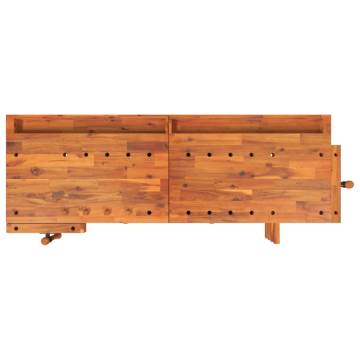 Sturdy Acacia Wood Workbench with Drawers & Vices - 162x62 cm