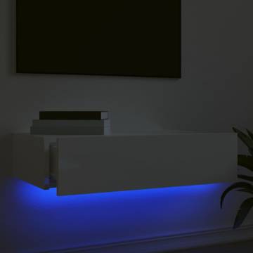 Stylish LED TV Cabinet in High Gloss White - 60x35x15.5 cm