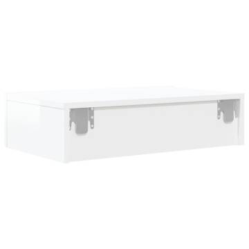 Stylish LED TV Cabinet in High Gloss White - 60x35x15.5 cm