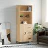 Highboard Sonoma Oak 69.5x34x180 cm Engineered Wood Colour sonoma oak Quantity in Package 1 Model 1 door 3 drawers 