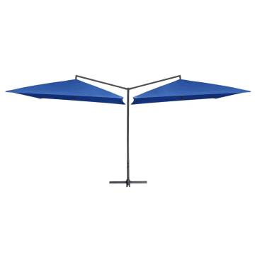 Double Parasol with Steel Pole - Azure Blue 250x250 cm