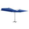 Double Parasol with Steel Pole - Azure Blue 250x250 cm