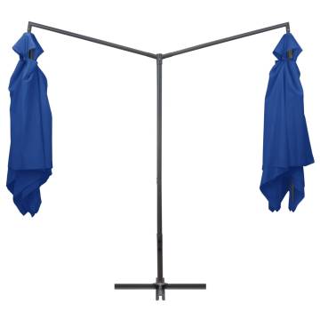 Double Parasol with Steel Pole - Azure Blue 250x250 cm